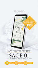 Cargar imagen en el visor de la galería, BODA Invitación Digital Express SAGE 01