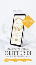 Cargar imagen en el visor de la galería, BODA Invitación Digital Express GLITTER 01