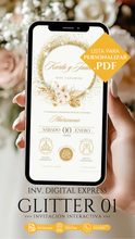 Cargar imagen en el visor de la galería, BODA Invitación Digital Express GLITTER 01