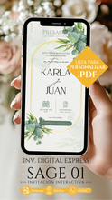 Cargar imagen en el visor de la galería, BODA Invitación Digital Express SAGE 01