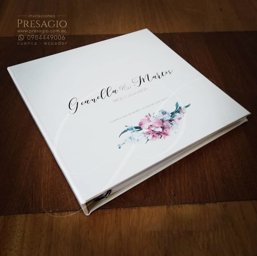 LIBRO DE FIRMAS CUADRADO CON ANILLADO INTERNO